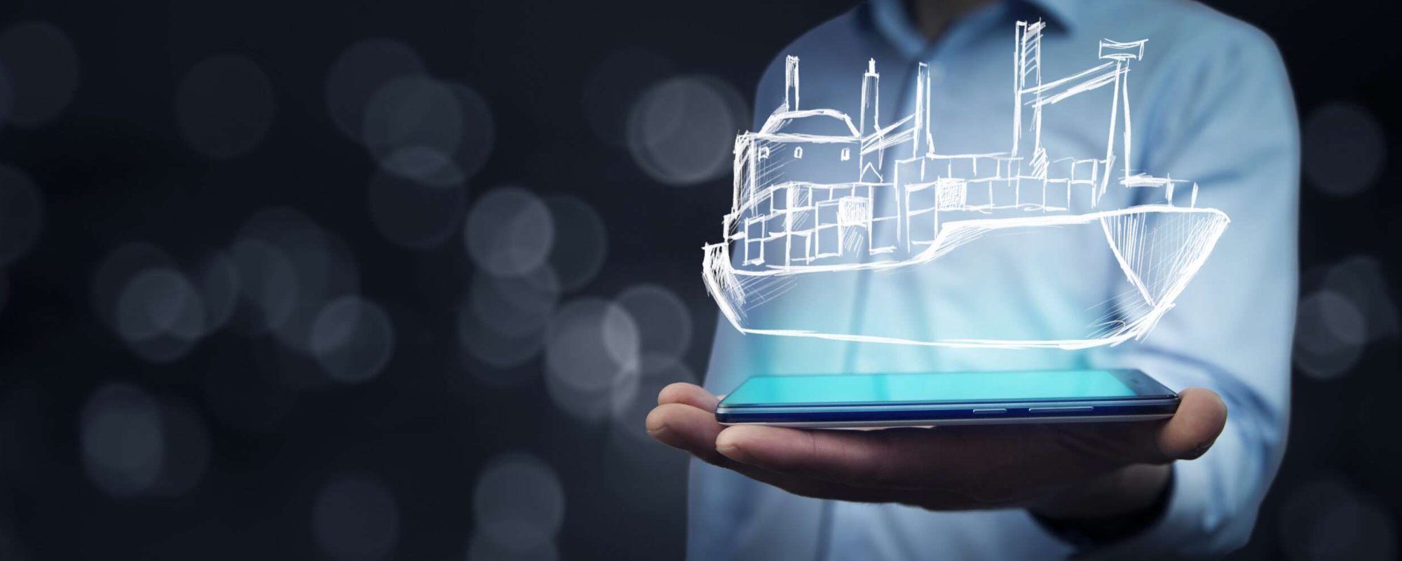 man hand phone with ship in screen man hand phone with ship in screen