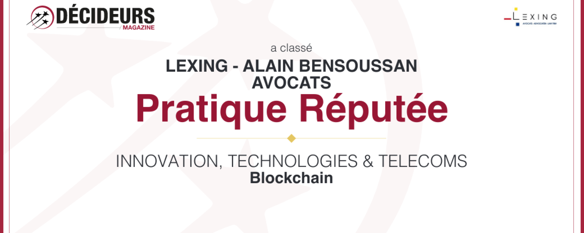 Décideurs 2024 Pratique réputée en Blockchain Décideurs 2024 Pratique réputée en Blockchain