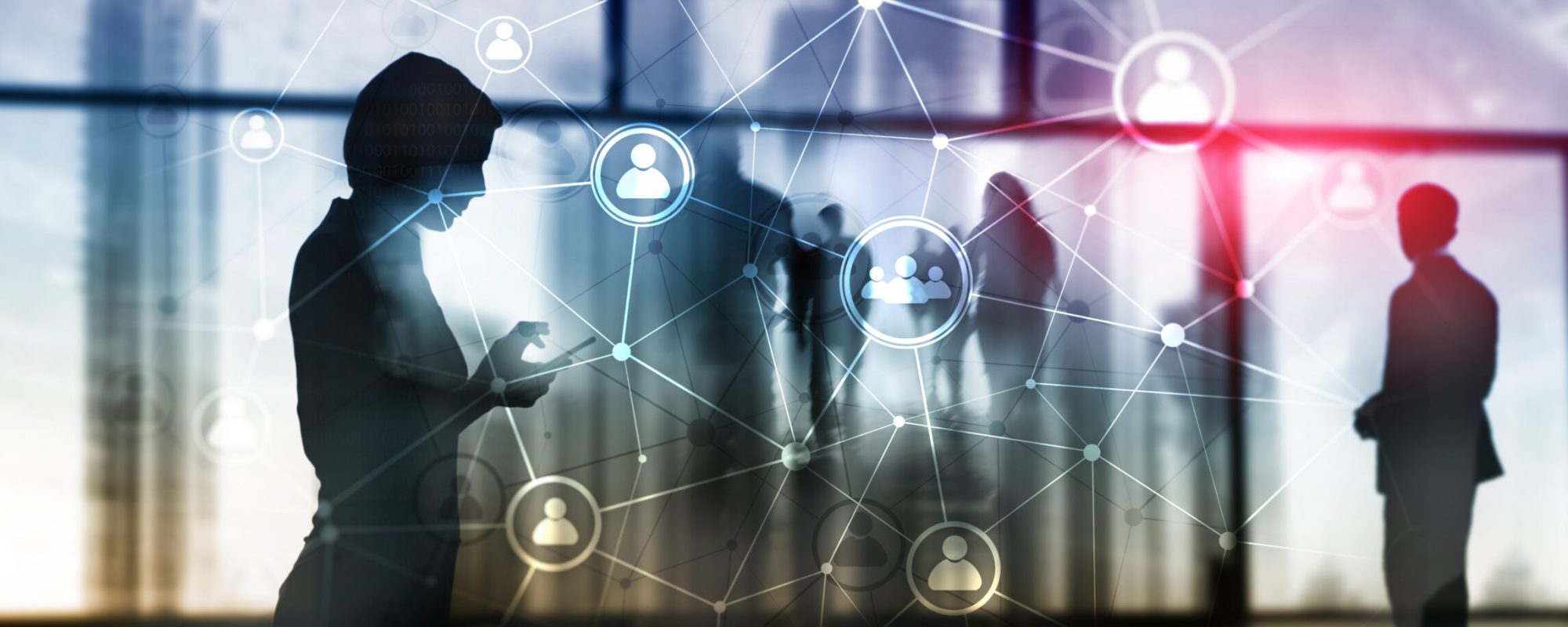 Double exposure people network structureþþ HR – Human resources management and recruitment concept. aspects sociaux et fiscaux des plateformes
